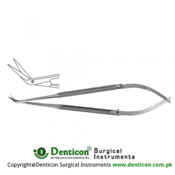 Micro Vascular Scissors Round Handle - Fine Blades - Angled 45° Stainless Steel, 16.5 cm - 6 1/2"
